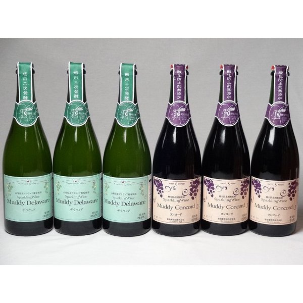 【最大2000円オフクーポン26日1:59迄】ワインセット スパークリングワイン6本セット マディデラウェア(デラウェア)&times;3本 マディルージュ(ルージュ)&times;3本 (山｜贈り物本舗じざけや