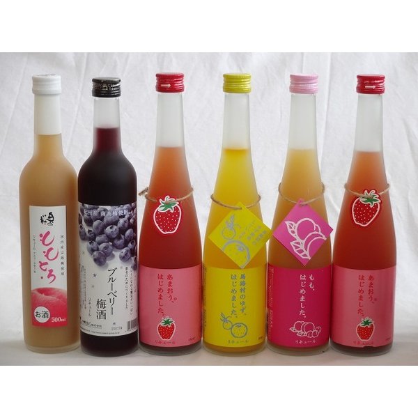 【最大2000円オフクーポン10日1:59迄】果実リキュール6本セット 紀州産 南高梅使用ブルーベリー梅酒 500ml（和歌山）・梅リキュール ももとろ500ｍｌ 奥の松酒造