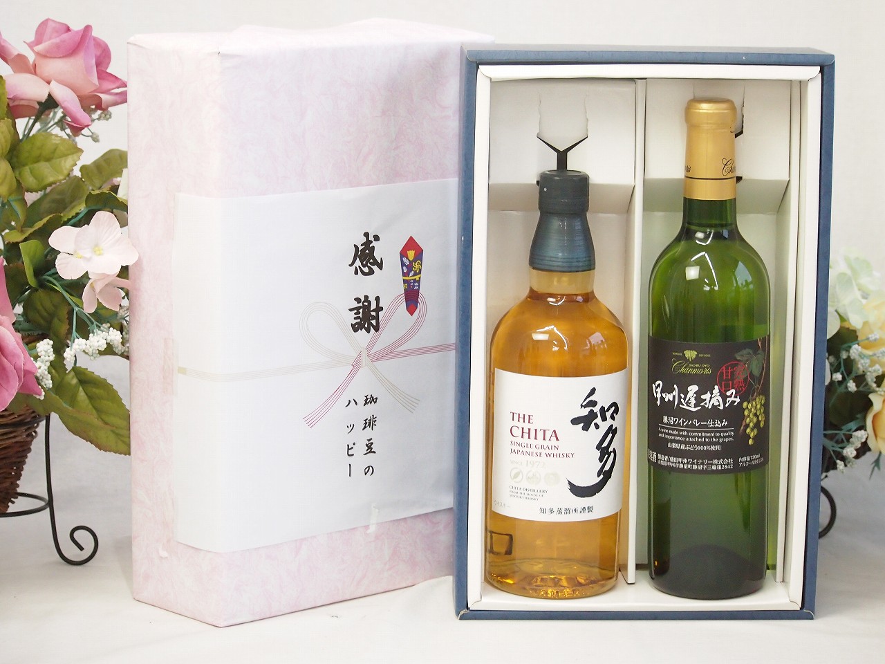 【最大2000円オフクーポン17日1:59迄】春の贈り物便り 感謝の贈り物ボックス 国産ウィスキー 知多と国産ワインセット(甲州遅摘み 白 完熟甘口ワイン 甘口(山梨県)720ml知多シングルモルト700ml