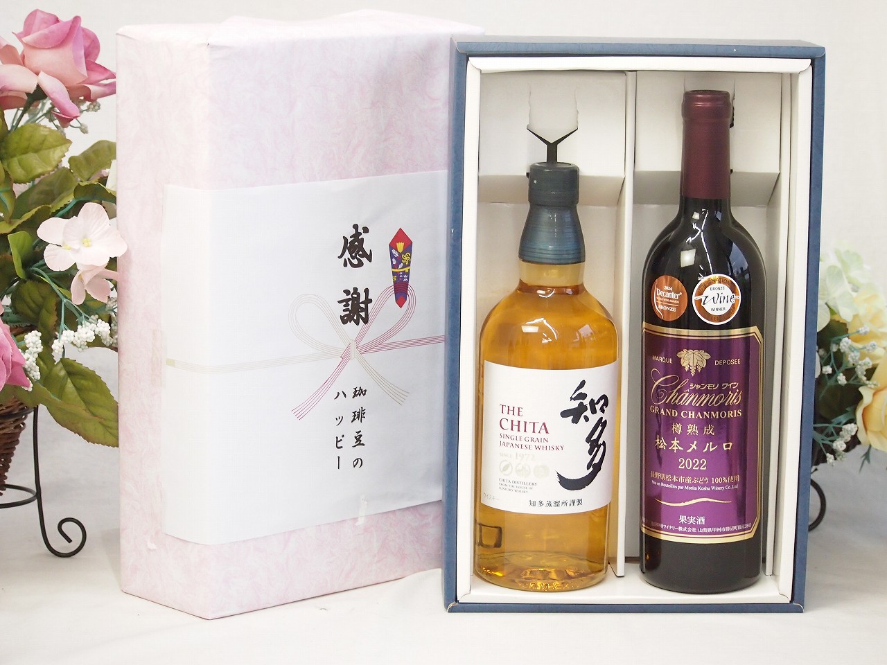 父の日贈り物 感謝の贈り物ボックス 国産ウィスキー 知多と国産ワインセット(樽熟成松本メルロ赤ワイン フルボディ(山梨県)750ml知多シングルモルト700ml｜贈り物本舗じざけや