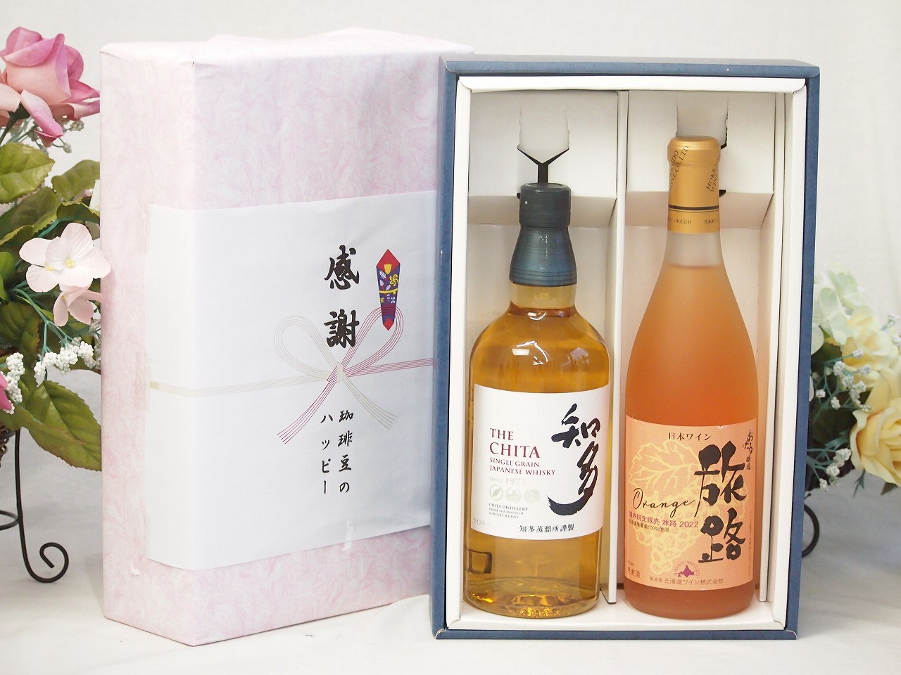 【最大2000円オフクーポン17日1:59迄】春の贈り物便り 感謝の贈り物ボックス 国産ウィスキー 知多と国産ワインセット(おたる醸造 旅路orange 白ワイン やや辛口(北海道)720ml知多シングルモルト700ml
