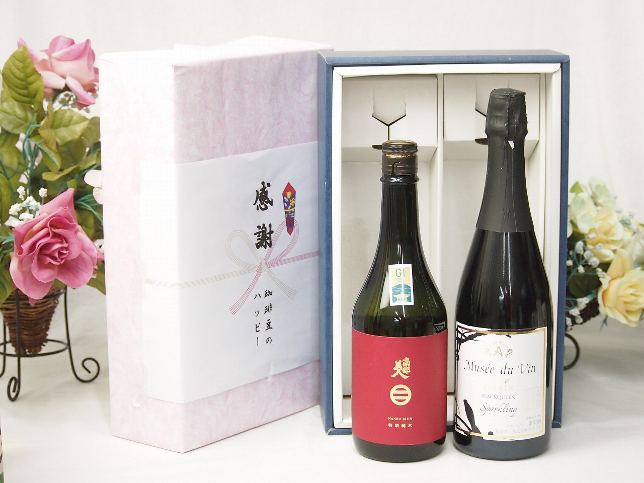 【最大2000円オフクーポン17日1:59迄】春の贈り物便り 感謝の贈り物ボックス 清涼感ある南部美人と国産ワインセット(MdV オアシス3 白スパークリングワイン辛口(長野県)750ml日本酒南部美人特別純米 (岩手県)720ml