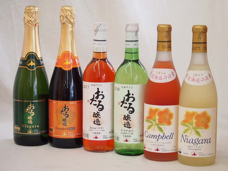 【最大2000円オフクーポン10日1:59迄】北海道おたるスペシャルワイン6本セット(やや甘口白、やや甘口ロゼ、やや甘口赤)720ml×6本 9,999円