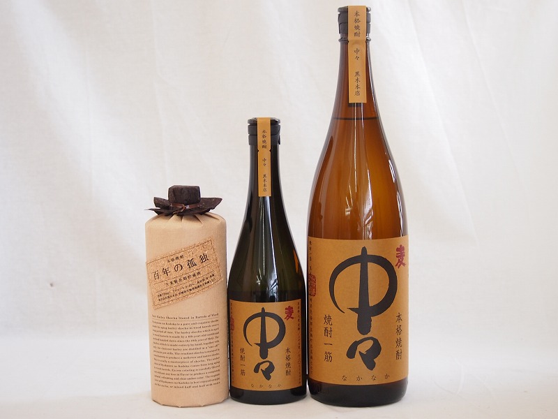 別倉庫からの配送 プレミアム麦焼酎ファミリー3本セット 中々25度 百年の孤独40度 宮崎県 720ml×2本 1800ml×1本 fucoa.cl