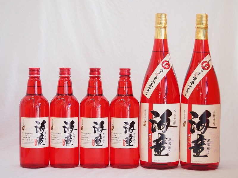 【最大2000円オフクーポン10日1:59迄】祝い赤セット 黒麹造り 海童 本格芋焼酎 濱田酒造(鹿児島県)720ml×4本 1800ml×2本