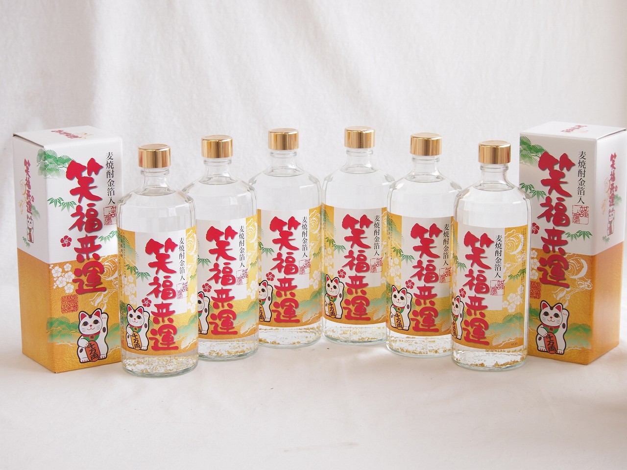6本セット(麦焼酎金箔入 笑福来運 25度 (大分県)) 720ml×6本