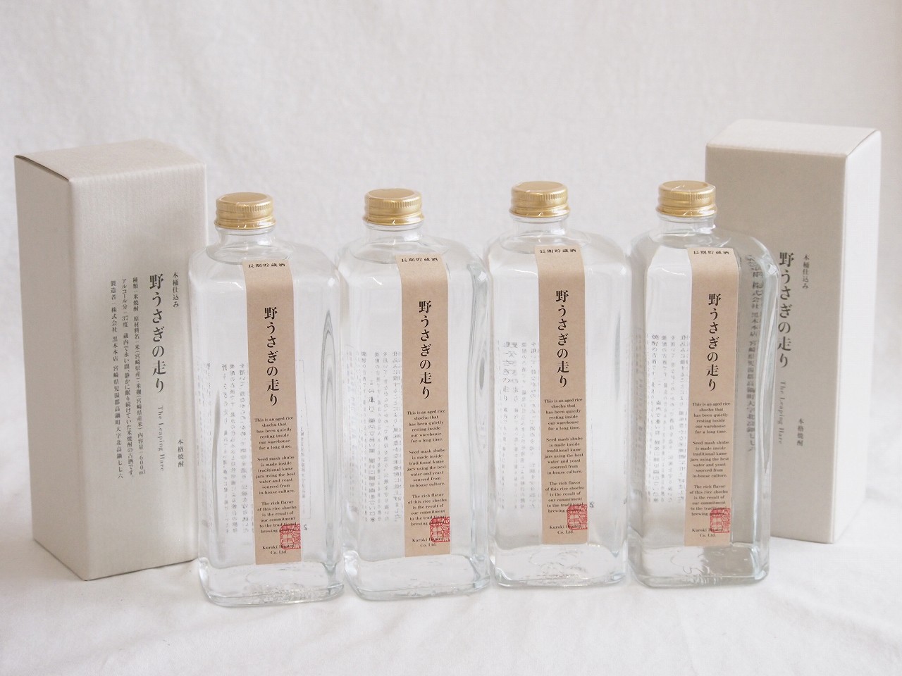4本セット(野うさぎの走り 米焼酎 37度 黒木本店(宮崎県)) 600ml&times;4本｜贈り物本舗じざけや