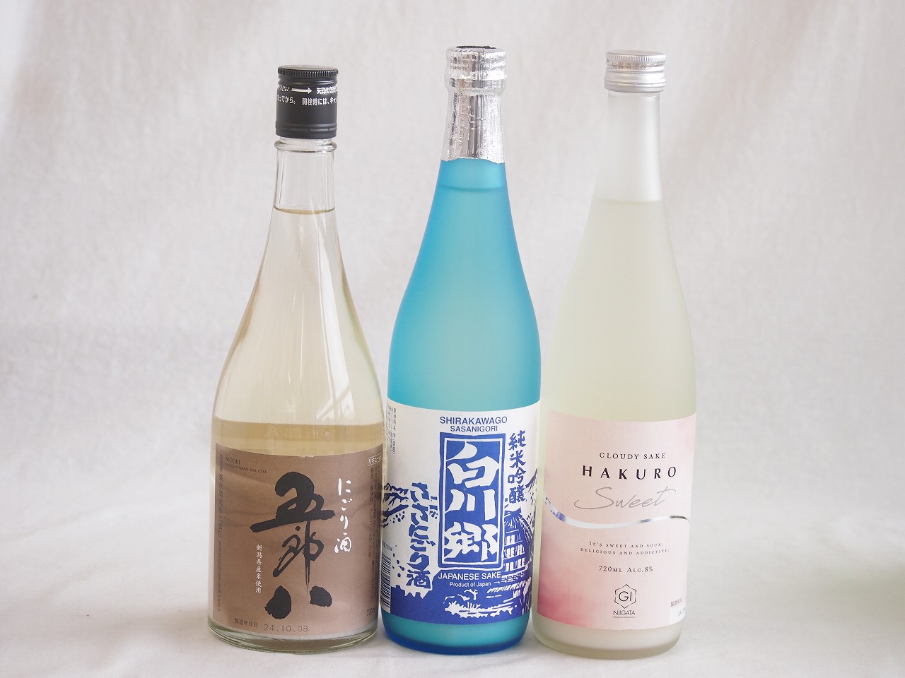 【最大2000円オフクーポン17日1:59迄】にごり酒五郎八飲み比べ3本セット(白川郷ささ純米吟醸まろやかな辛口(岐阜) HAKUROスイート純米うすにごり超甘口(新潟) 五郎八(新潟)) 720ml×3本