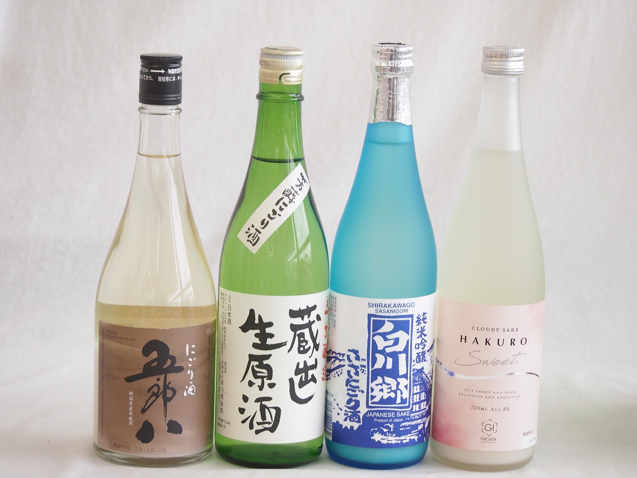 【最大2000円オフクーポン17日1:59迄】にごり酒五郎八飲み比べ4本セット(白川郷ささ純米吟醸まろやかな辛口(岐阜) HAKUROスイート純米うすにごり超甘口(新潟) 五郎八(新潟) 天一本醸造 蔵出し生原酒(三重県)) 720ml×4本 5,607円