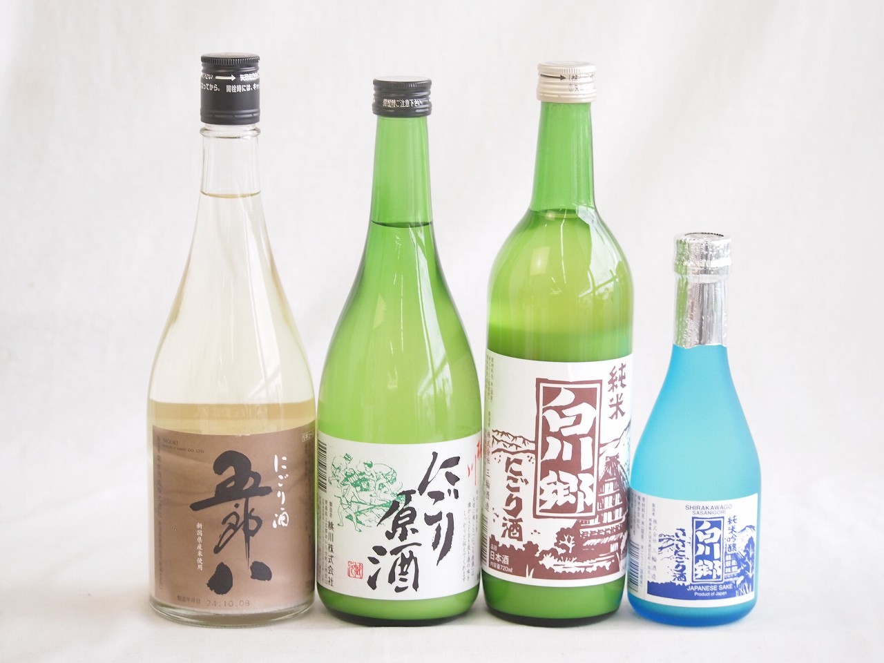 【最大2000円オフクーポン17日1:59迄】にごり酒五郎八飲み比べ4本セット(白川郷純米(岐阜) 桃川にごり原酒(青森) 五郎八(新潟) 白川郷ささ純米吟醸まろやかな辛口(岐阜)) 720ml×3本 300ml×1本