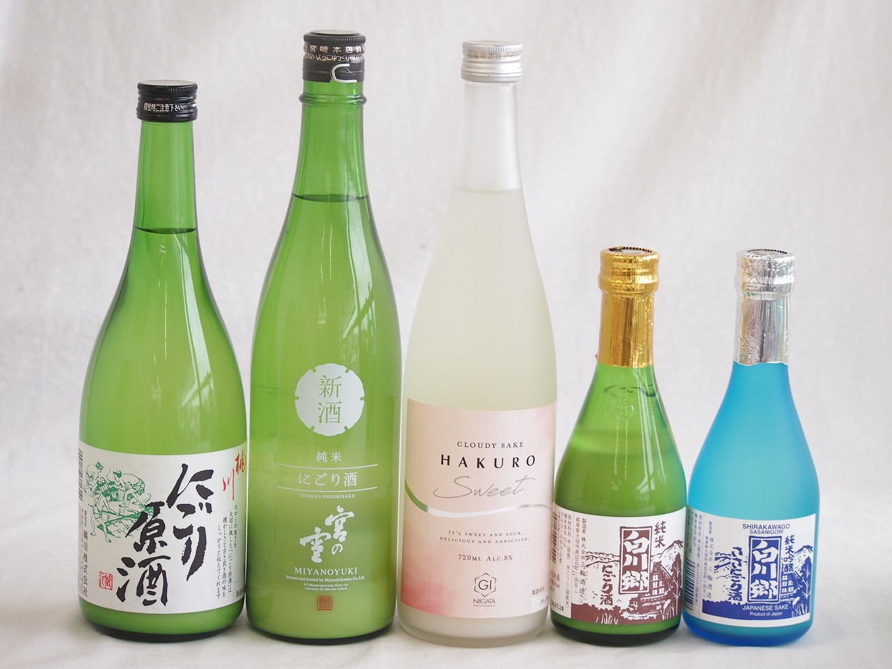 【最大2000円オフクーポン17日1:59迄】桃川にごり酒飲み比べ5本セット(桃川にごり原酒(青森) HAKUROスイート純米うすにごり超甘口(新潟) 宮の雪純米 (三重) 白川郷ささ純米吟醸まろやかな辛口(岐阜) 白川郷 にごり酒 純米(岐阜)) 720ml×3本 300ml×2本