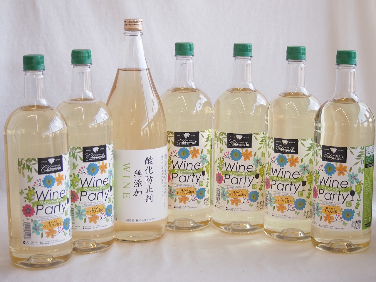 大容量ボトル7本セット(ワインパーティー 白ワイン やや辛口 酸化防止剤無添加 白ワイン やや辛口) 1500ml×6本 1800ml×1本 7,585円