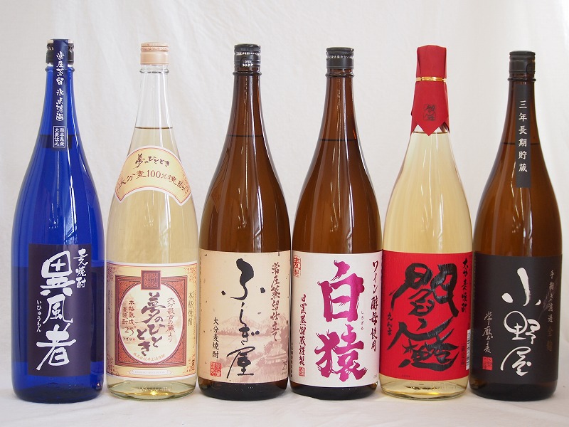 【最大2000円オフクーポン10日1:59迄】麦焼酎6本セット ふしぎ屋 異風者 閻魔 長期貯蔵小野屋 熟成麦焼酎夢のひととき(大分県) ワイン酵母白猿(鹿児島県)1800ml×6本