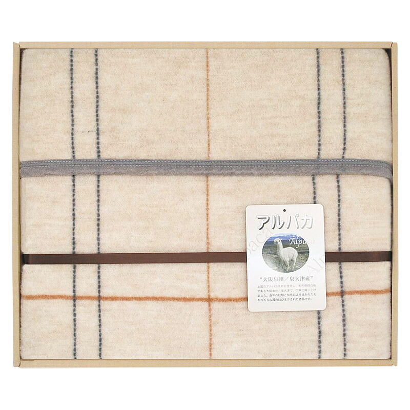 春の贈り物便り アルパカ入りウール混綿毛布（毛羽部分） 140×200cm 1.7kg ヨコ糸（毛羽部分）:綿50%･ウール40%･アルパカ10%、タテ糸:ポリエステル100%
