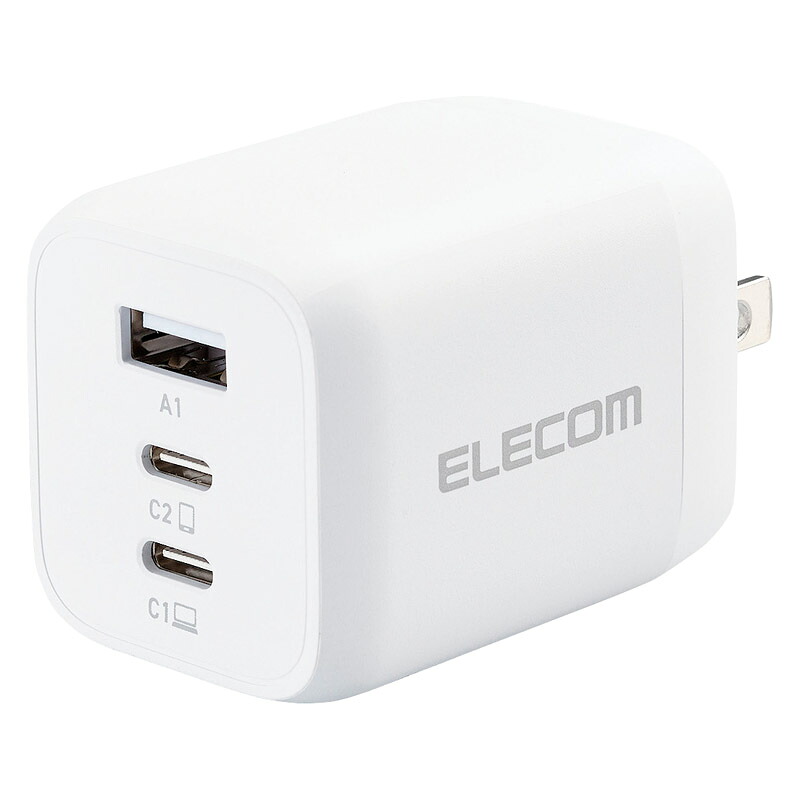 【最大2000円オフクーポン17日1:59迄】春の贈り物便り AC&USB充電器65W ELECOM ホワイト 約5.2×3.8×4.05cm 0.1kg プラスチック･金属