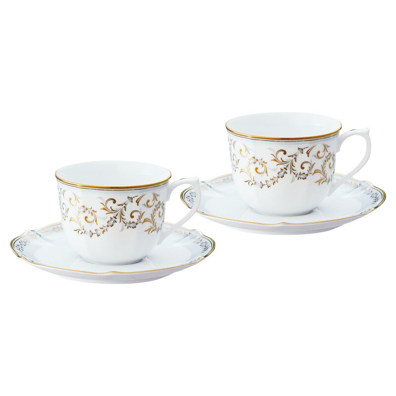 【最大2000円オフクーポン17日1:59迄】春の贈り物便り コーヒー碗皿ペアセット ノリタケ カップ:直径8.9×6.8cm、ソーサー:直径15.7cm 1.1kg 磁器