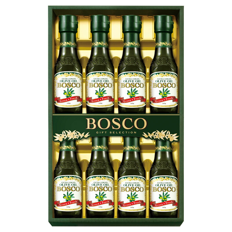 【最大限度2000円オフクーポン11日1:59迄】夏の差し上げ物お中元 ボスコオリーブオイルギフト 日清オイリオ ボスコエキストラバージンオリーブオイル（140g）×8
