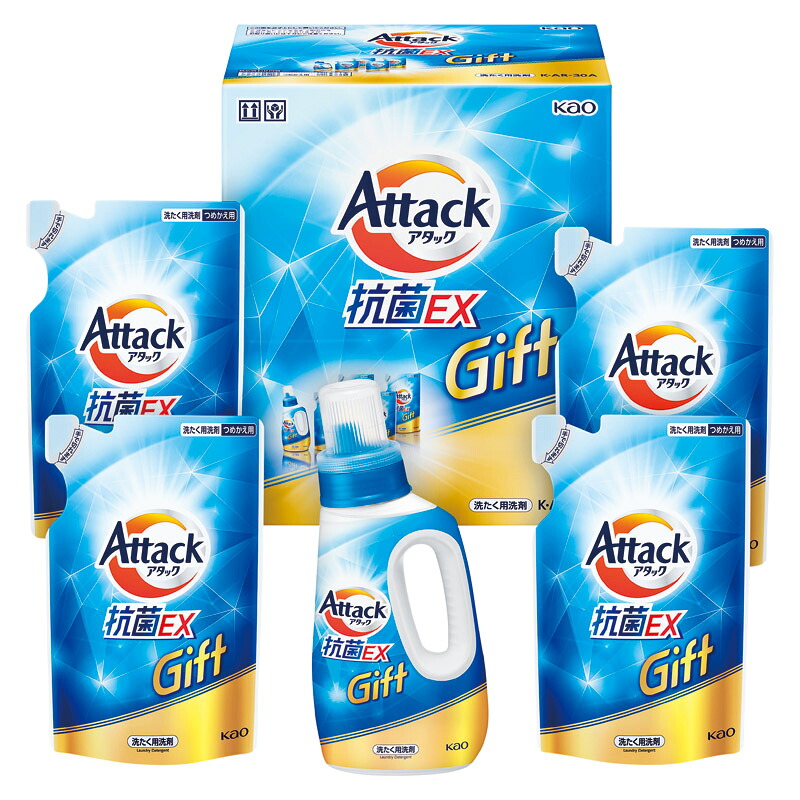 春の贈り物便り アタック抗菌EXギフト 花王 アタック抗菌EX詰替用（590g）×4、アタック抗菌EX（750g）×1