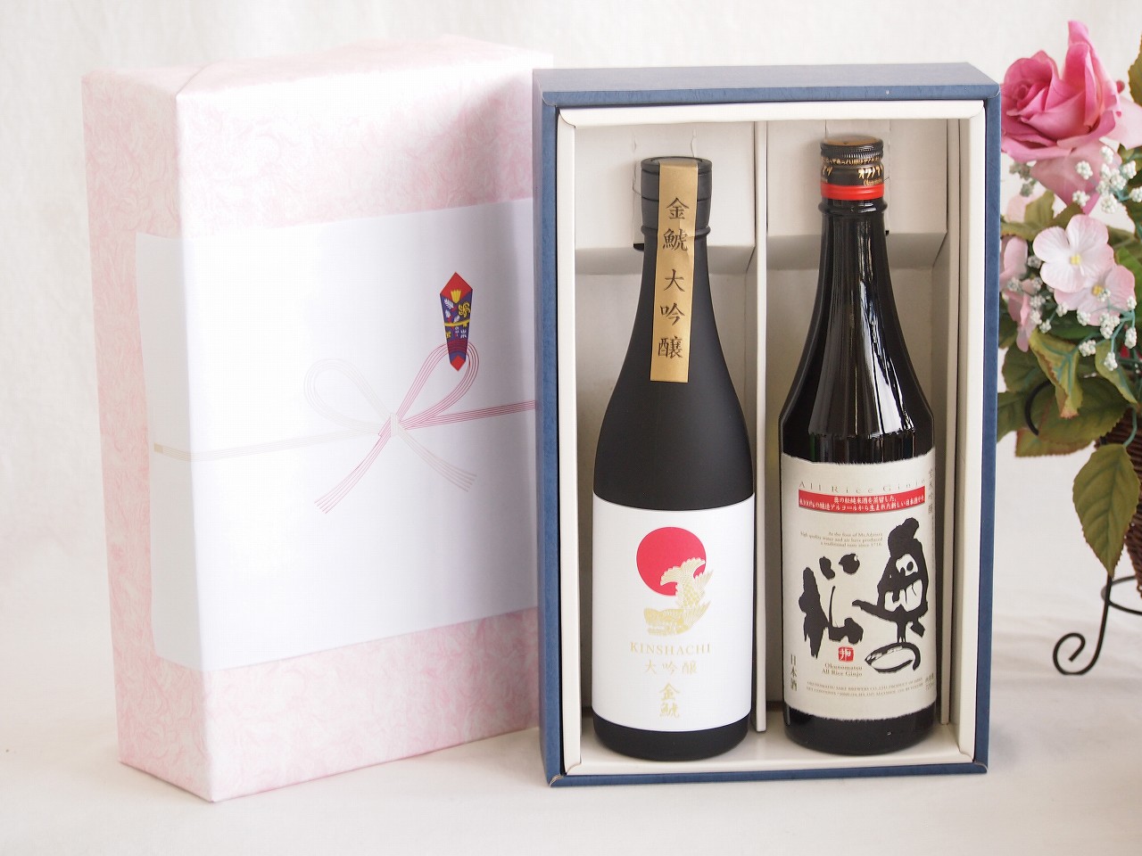 【最大2000円オフクーポン10日1:59迄】贅沢な日本酒感謝ボックス2本セット(金鯱大吟醸(愛知) 奥の松全米吟醸(福島)) 720ml×2本