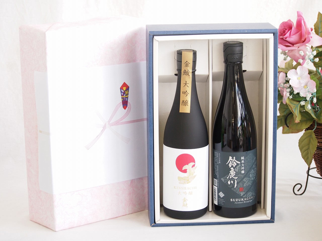 【最大2000円オフクーポン10日1:59迄】贅沢な日本酒感謝ボックス2本セット(金鯱大吟醸(愛知) 鈴鹿川純米大吟醸(三重)) 720ml×1本 750ml×1本