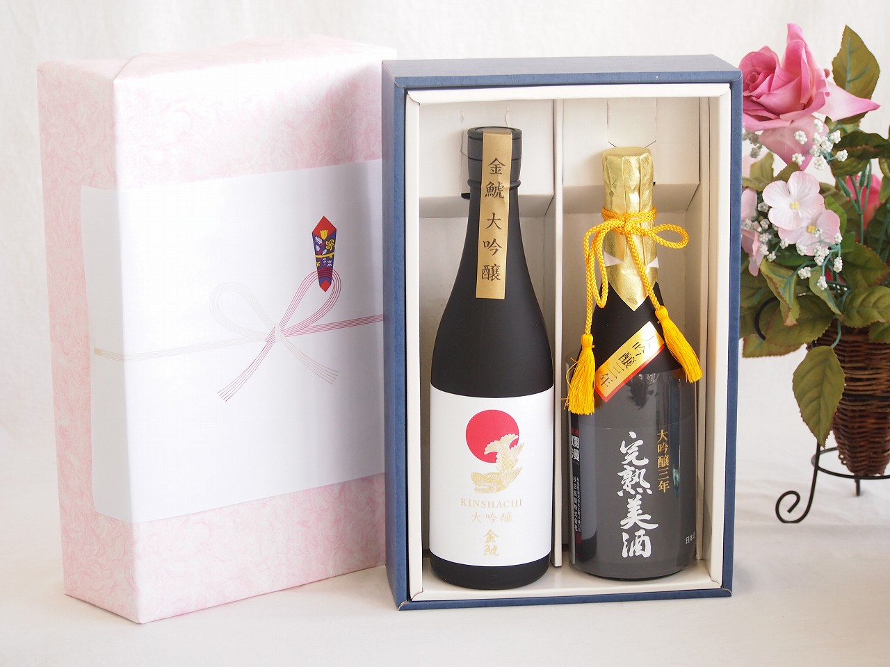 【最大2000円オフクーポン10日1:59迄】贅沢な日本酒感謝ボックス2本セット(金鯱大吟醸(愛知) 秋田銘醸大吟醸三年完熟美酒(秋田)) 720ml×2本