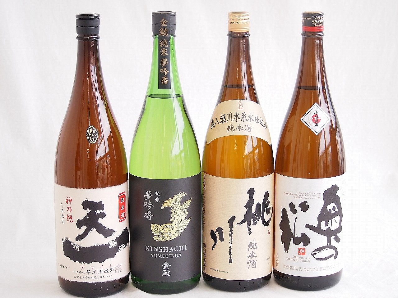米の旨味よい日本酒4本セット(早川酒造部天一 純米酒 (三重県) 桃川 純米酒 (青森県) 金しゃち酒造金鯱 夢吟香 純米酒 (愛知県) 奥の松酒造 特別純米酒 (福島県)) 1800ml×4本
