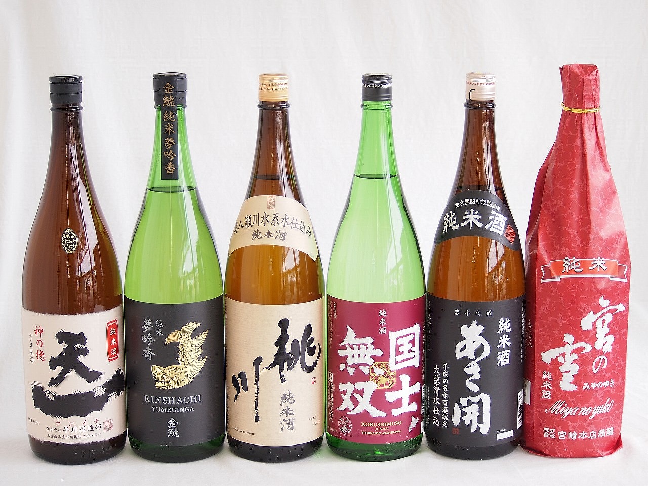 米の旨味よい日本酒6本セット(早川酒造部天一 純米酒 (三重県) 桃川 純米酒 (青森県) 金しゃち酒造金鯱 夢吟香 純米酒 (愛知県) 宮崎本店宮の雪 純米酒 (三重県) 高砂酒造国士無双 純米酒 (北海道) あさ開 純米酒 (岩手県)) 1800ml