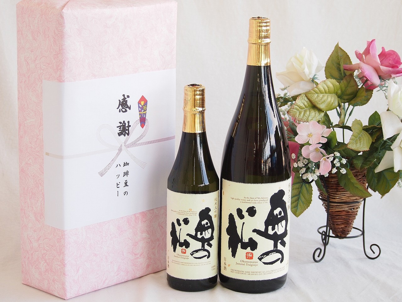 日本酒地酒感謝の贈り物ボックス2本セット(奥の松純米大吟醸(福島県)) 720ml×1本 1800ml×1本