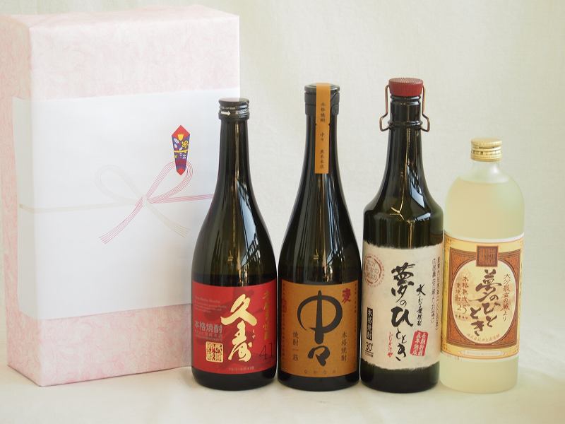 【最大2000円オフクーポン26日1:59迄】お祝い久寿麦焼酎セット 麦焼酎久寿麦焼酎41&deg;(三重県)720ml中々25&deg;(宮崎県)720ml麦焼酎夢のひととき30&deg;(大分県)720ml麦焼酎夢のひととき25&deg;(大分県)720ml｜贈り物本舗じざけや
