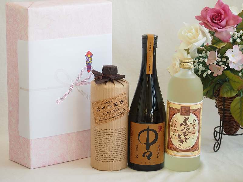 【最大2000円オフクーポン10日1:59迄】本格麦焼酎贈り物ギフトボックスセット 麦焼酎百年の孤独40°(宮崎県)720ml麦焼酎中々25°(宮崎県)720ml麦焼酎夢のひととき25°(大分県)
