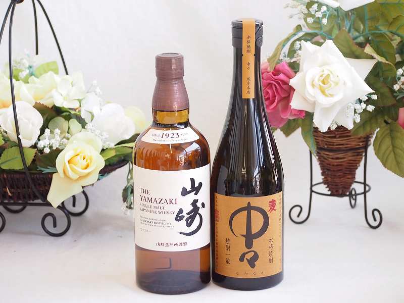 【最大2000円オフクーポン10日1:59迄】贈り物ギフト ジャパニーズウイスキーと本格麦焼酎対決セット 山崎700ml中々25°(宮崎県)720ml