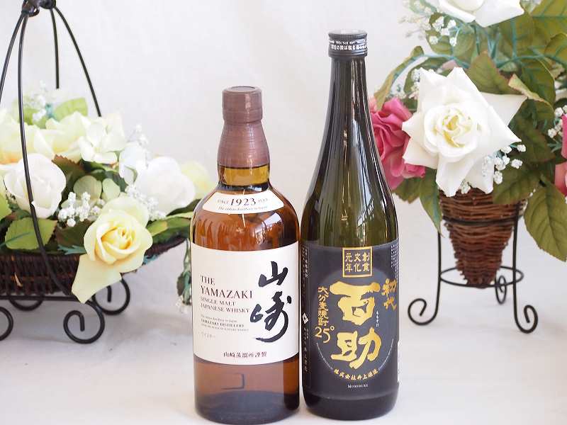 【最大2000円オフクーポン10日1:59迄】贈り物ギフト ジャパニーズウイスキーと本格麦焼酎対決セット 山崎700ml初代 百助25°(大分県)720ml
