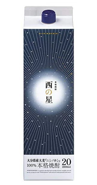 おしゃれ】 麦焼酎 ２ケースまで同梱可 ２０度 西の星 １．８Ｌ