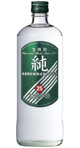 焼酎甲類 １ケースで１梱包 宝 ２５度 純 ７２０ｍｌ瓶 １ケース１２本入り １２本セット プラスチックケース入り 緑ラベル タカラ 宝酒造  2021年春の