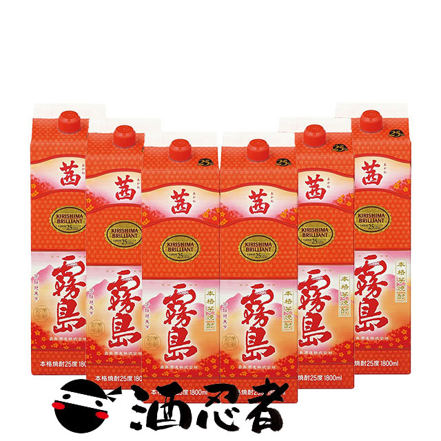 本格芋焼酎　茜霧島　あかねきりしま　25℃　紙パック1.8L　6本入り　1ケース 楽天市場】【送料無料】 芋焼酎 茜霧島 25度 1800ml パック