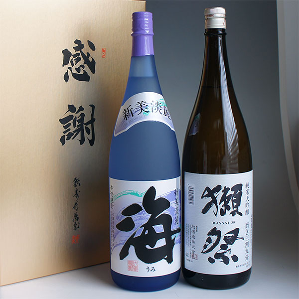 日本酒 獺祭 純米大吟醸 39 磨き三割九分と芋焼酎 海 1800ml 計2本 感謝のギフト箱 無料ギフト包装 旭酒造 大海酒造｜酒百花 昇栄丸