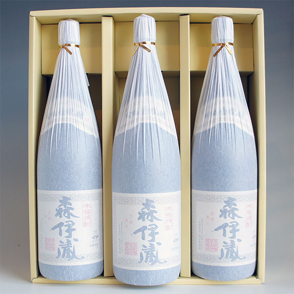 退職祝 還暦祝 送別会 ギフトセット 無料ギフト包装 3本組 芋焼酎 感謝のギフト箱 紙箱入 森伊蔵 1800ml 焼酎 