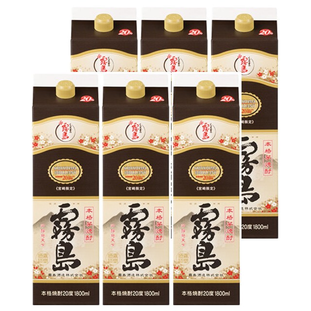 宮崎限定 霧島 パック 20度 1800ml&times;6本 芋焼酎 霧島酒造※北海道･東北エリアは別途運賃が1000円発生します。｜酒どんどん　店