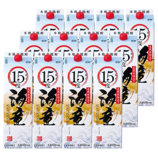海童(かいどう) 黒麹 パック 15度 1800ml×12本 芋焼酎 濱田酒造 鹿児島※北海道･東北エリアは別途運賃が1000円発生します。