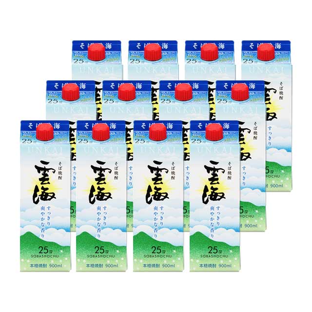 雲海そば スリムパック 25度 900ml×12本 そば焼酎 雲海酒造※北海道・東北エリアは別途運賃が1000円発生します。|酒どんどん 店
