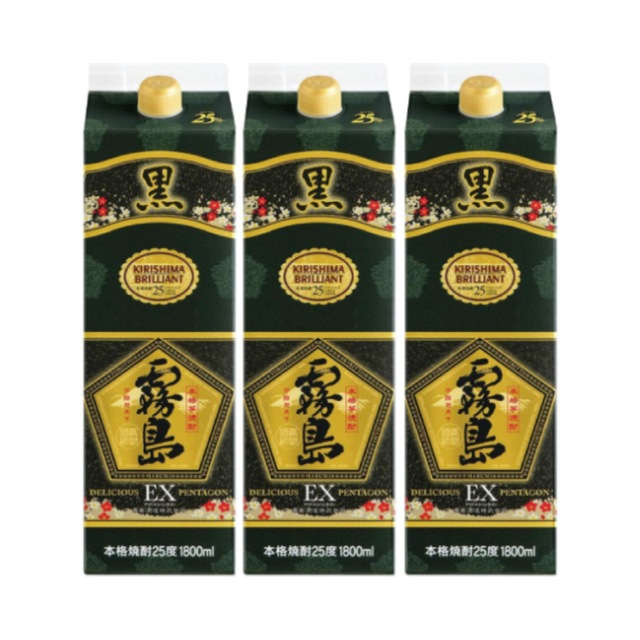 黒霧島EX パック 25度 1800ml×3本 芋焼酎 霧島酒造※北海道･東北エリアは別途運賃が1000円発生します。