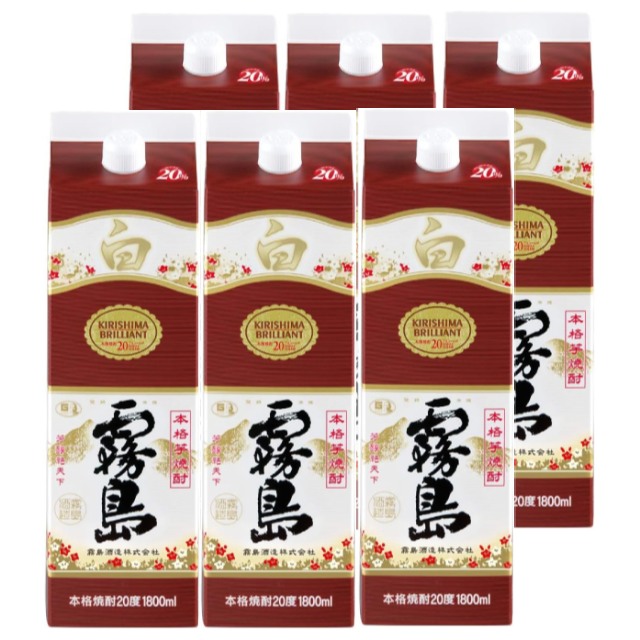 白霧島 20度 パック 1800ml×6本 芋焼酎 霧島酒造※北海道･東北エリアは別途運賃が1000円発生します。 8,509円