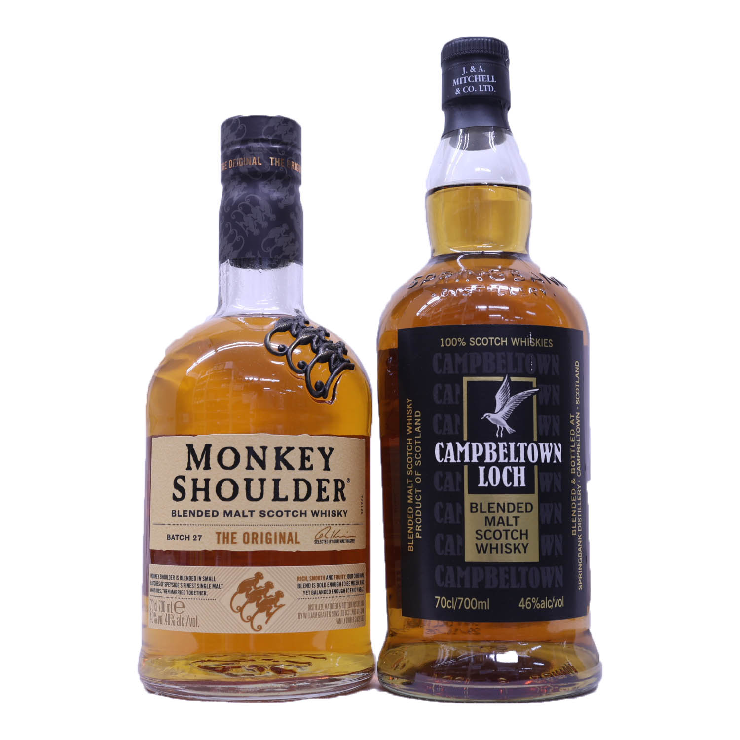 一度は飲んでおきたいウイスキー2本セット キャンベルタウンロッホ46度、モンキーショールダー40度700ml|なんでも酒店