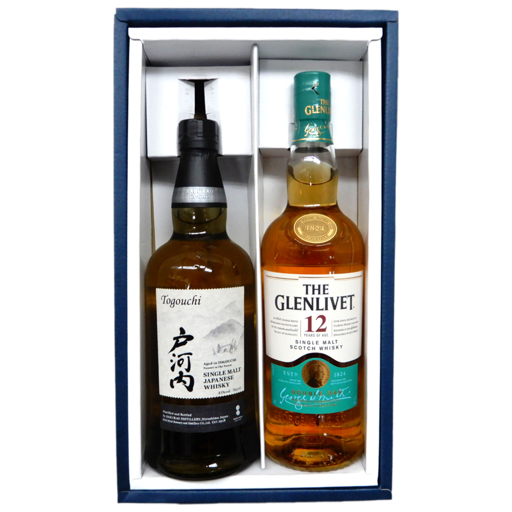 【2本ギフトセット】戸河内シングルモルト 43度700ml、グレンリベット12年 40度700ml｜なんでも酒店