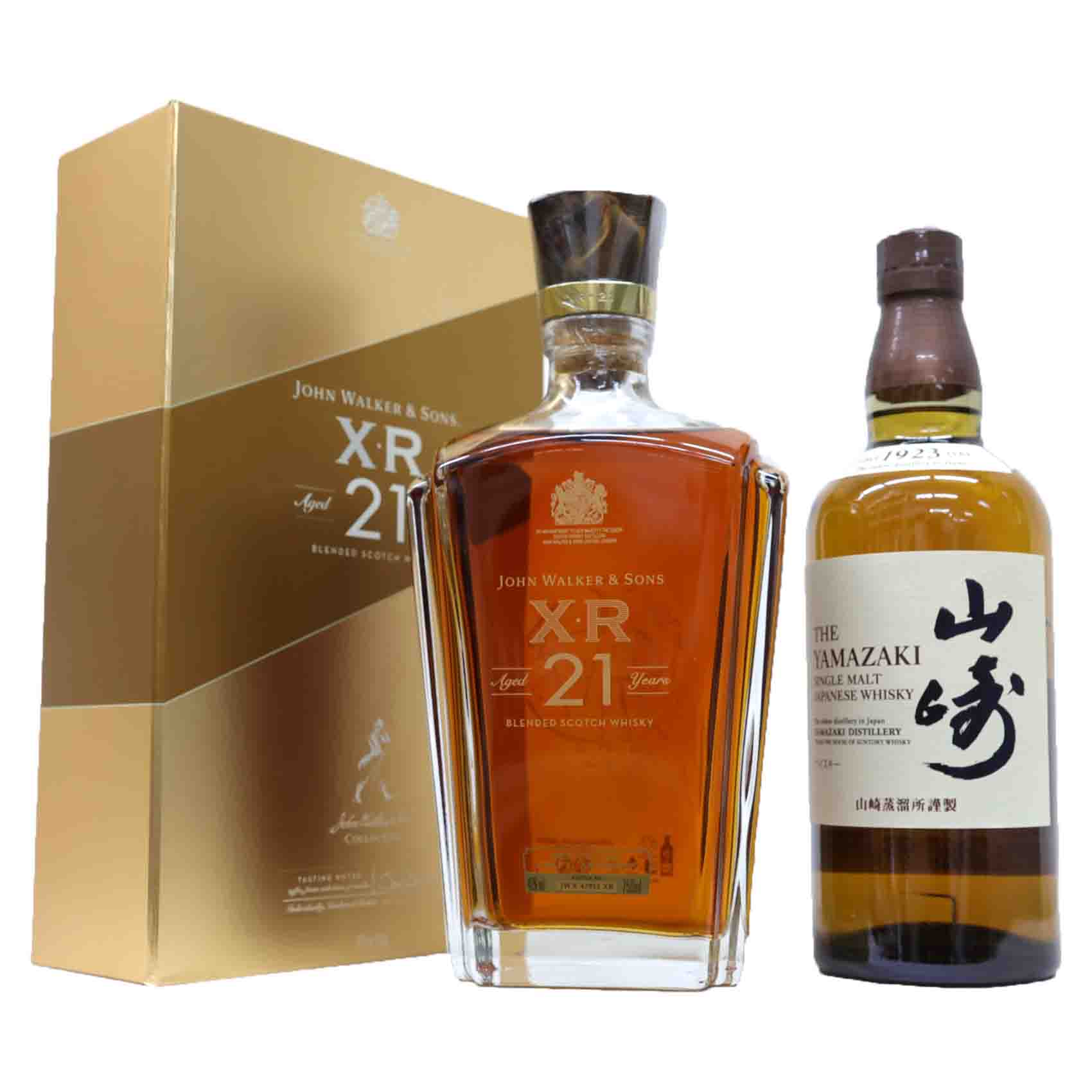 高級ウイスキー2本セット　シングルモルト山崎43度700ｍｌ、ジョニーウォーカーXR21年40度750ｍｌ｜なんでも酒店