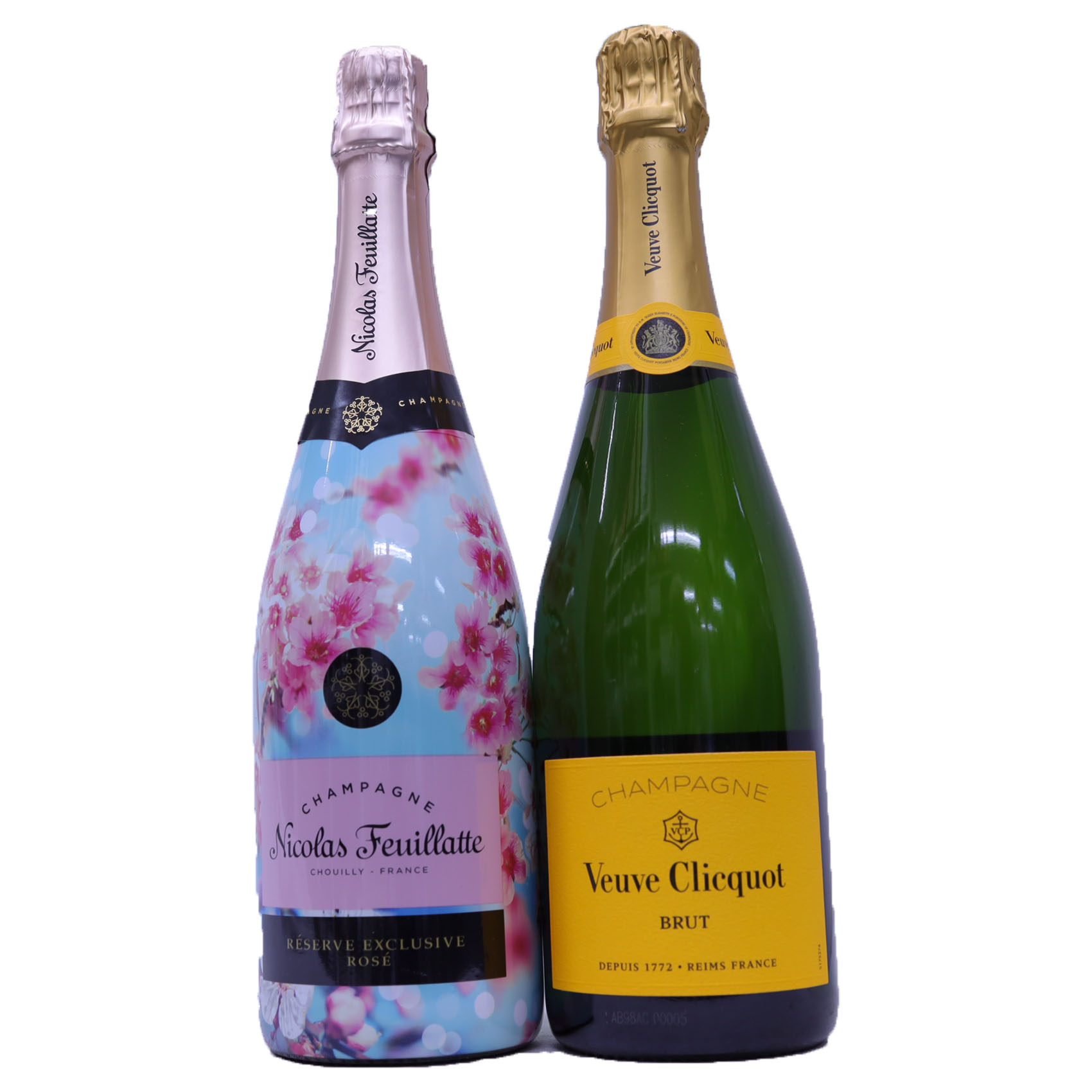 ニコラフィアット2本セット　ブルーム オブ サクラ ロゼ、ブーブクリコイエローラベル750ｍｌお花見の季節が来ました