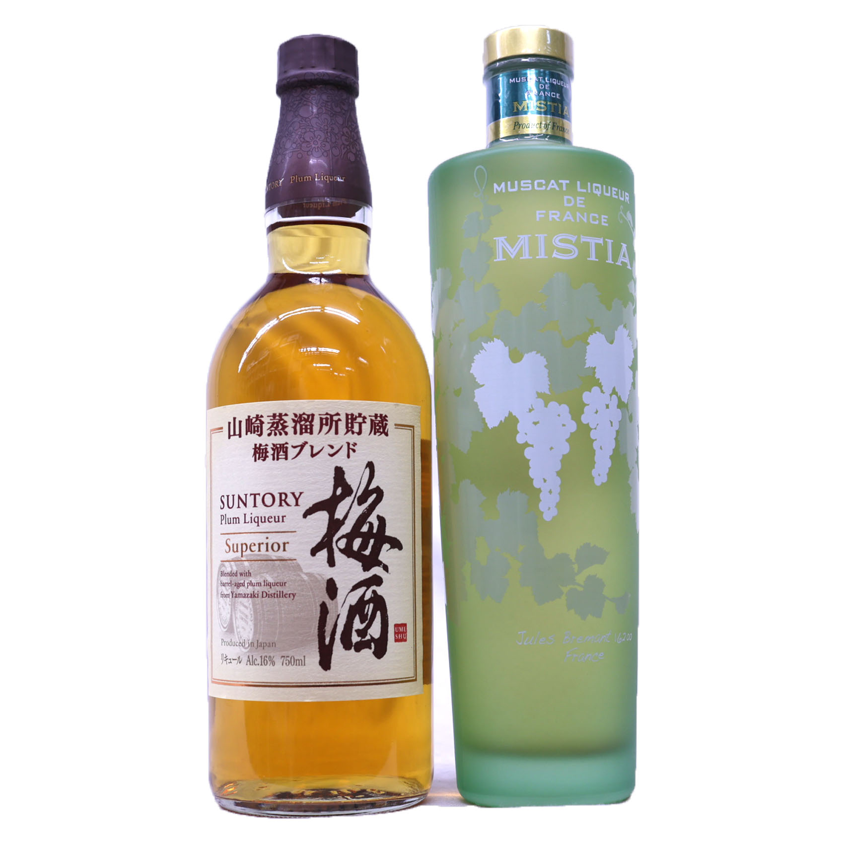 美味しいリキュール2本セット　山崎蒸留所貯蔵梅酒16度750ml,ミスティア　マスカットリキュール15度700ml