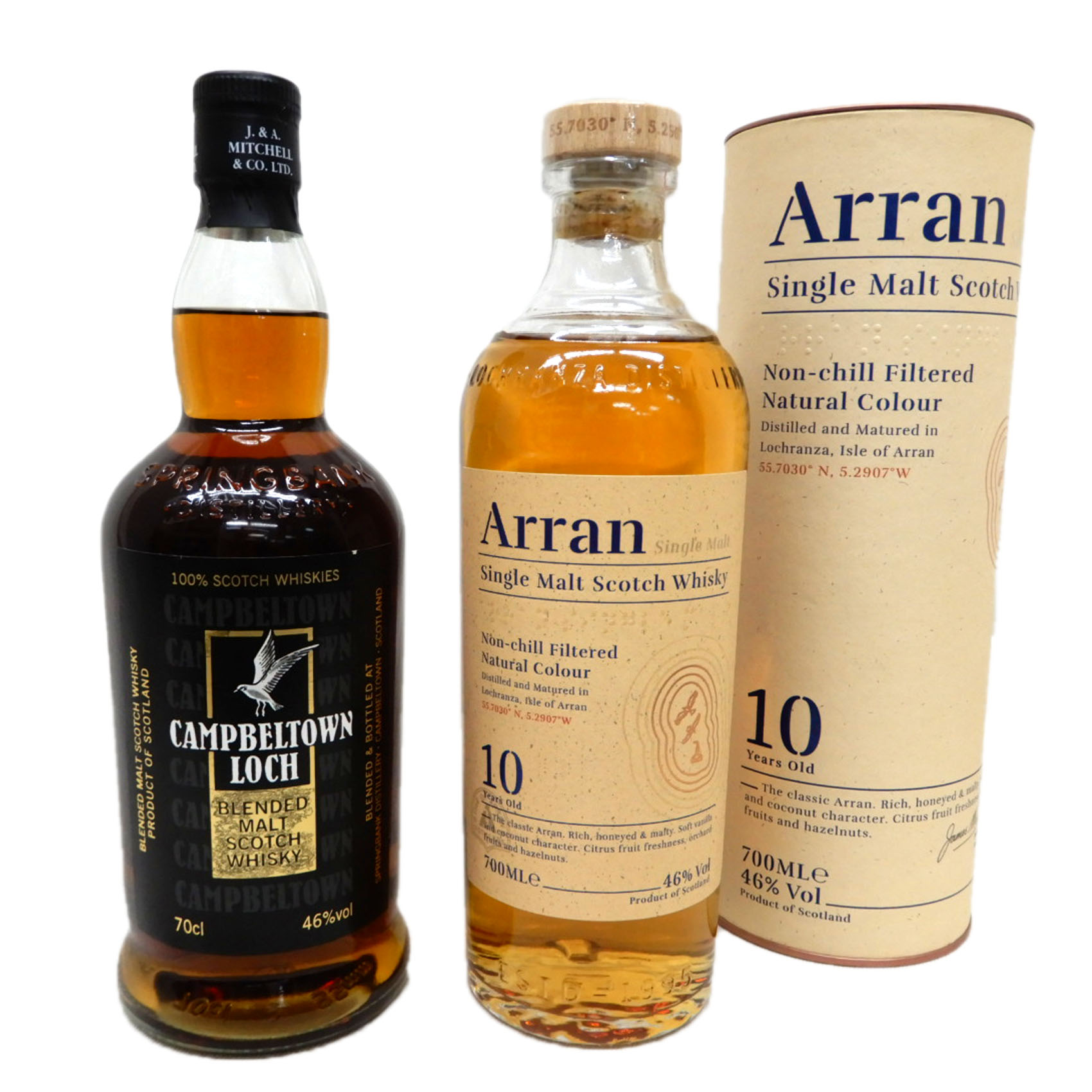 一度は飲んでおきたいウイスキー2本セット キャンベルタウンロッホ46度、アラン10年46度700ml|なんでも酒店
