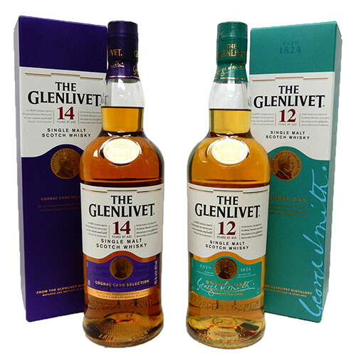 グレンリベット醸造所2本セット　グレンリベット14年 コニャックカスク、グレンリベット12年700ml [縦詰め箱入り]　※【送料無料(北海道・東北・沖縄以外)】｜なんでも酒店 9,625円