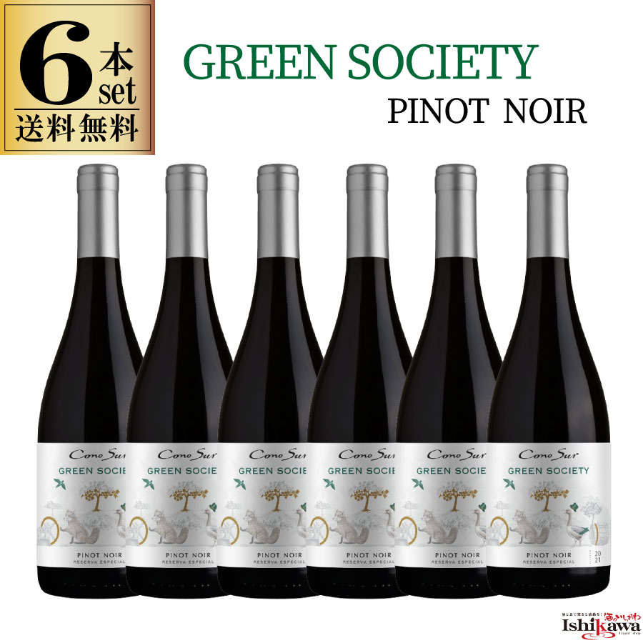 【一部地域送料無料】 コノスル グリーンソサエティ ピノノワール 6本セット 750ml 赤ワイン チリ 赤ワインセット レゼルバ エスペシャル 後継 オーガニック 辛口 まとめ買い 6本 750 sku